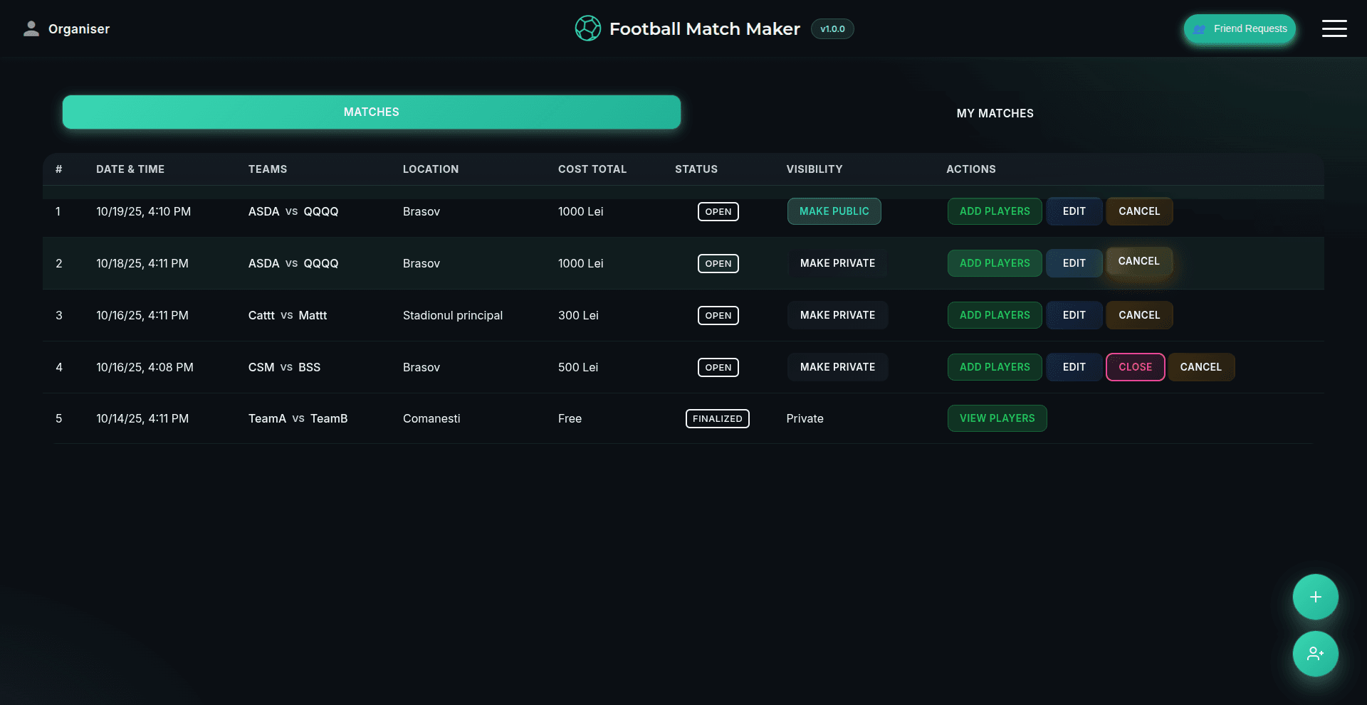 Football Match Maker